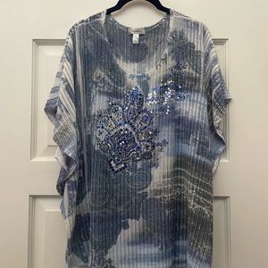NWOT DressBarn Loose Knit w Butterfly Sleeves and lots of Bling! Size 1X